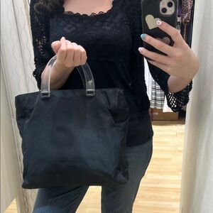 Prada Tessuto Black Nylon Bag with Clear Handles